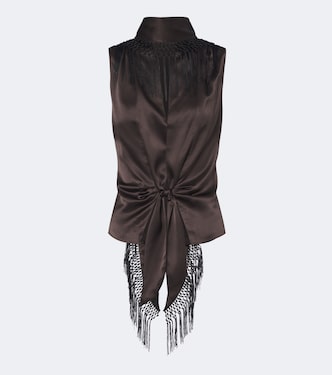 Lula fringed scarf-detail silk top | SIR