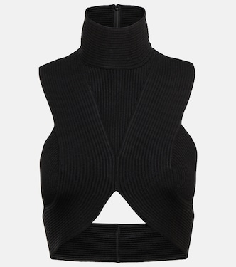 Ribbed-knit halterneck crop top | Alaïa