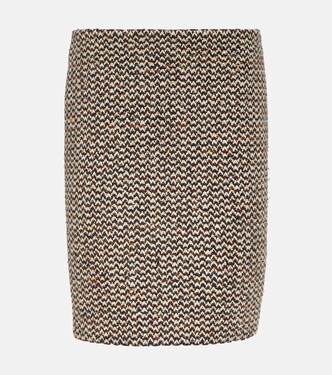 Wool and silk-blend bouclé pencil skirt  | Miu Miu