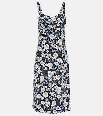 Colleen floral linen-blend midi dress | Veronica Beard