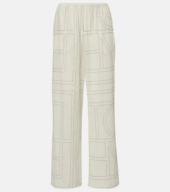 Monogram棉质混纺阔腿裤 | Toteme