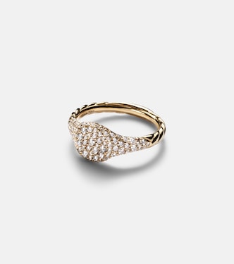 Petite Pavé 18kt gold pinky ring with diamonds | David Yurman