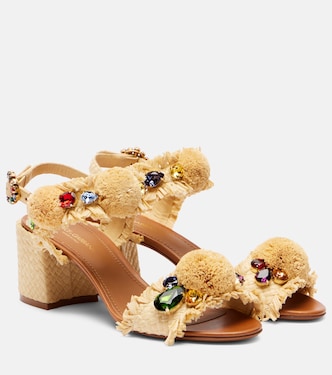 Sandalias de efecto rafia adornadas | Dolce&Gabbana