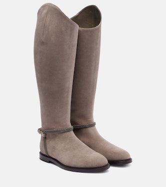 Stiefel Monili aus Veloursleder | Brunello Cucinelli
