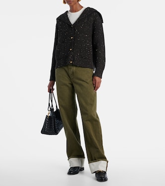 Ribbed-knit wool-blend cardigan in brown - Bottega Veneta | Mytheresa