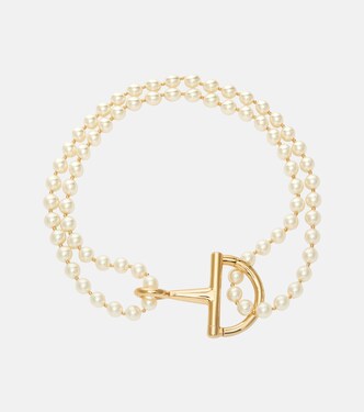 Half Horsebit faux pearl necklace | Gucci