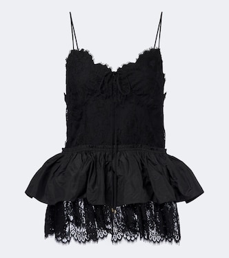 Peplum lace and taffeta top | Chloé