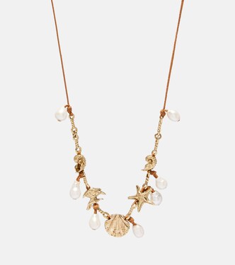 Faux pearl embellished charm necklace | Alémais