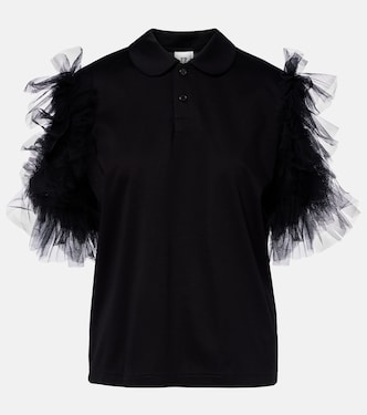 Polohemd aus Baumwolle mit Tüllbesatz | Noir Kei Ninomiya