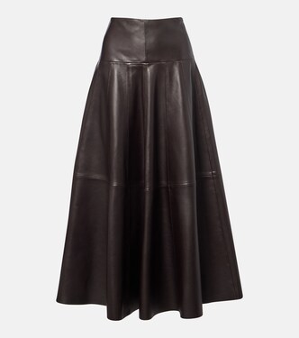Daria leather midi skirt | Nour Hammour