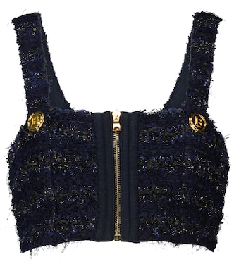 Cropped-Top aus Tweed | Balmain
