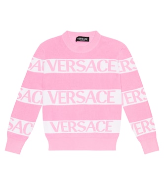 Logo jacquard cotton sweater | Versace Kids