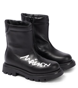 Logo leather boots | MM6 Maison Margiela Kids