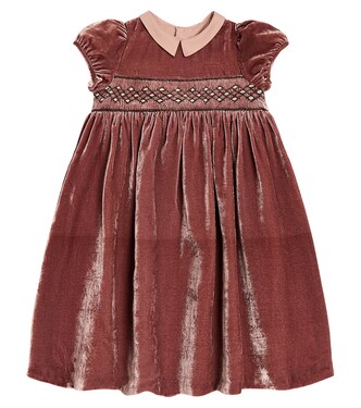 Blossom embroidered velvet dress | Bonpoint