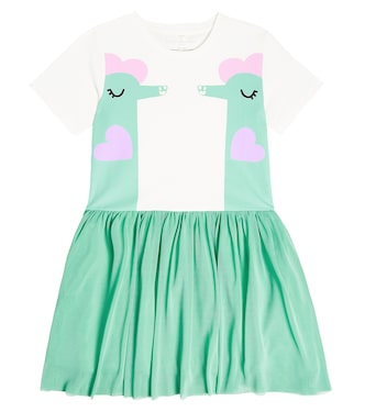 Printed tulle-trimmed cotton dress  | Stella McCartney Kids