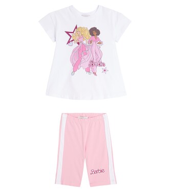 x Barbie® cotton jersey T-shirt and shorts set | Monnalisa