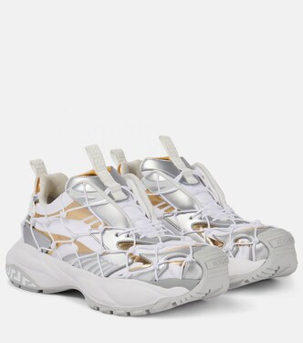 Mercury leather-trimmed sneakers | Versace