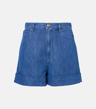 Cotton and linen denim shorts | Valentino