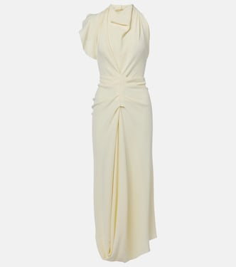 Gathered satin crepe midi dress | Victoria Beckham