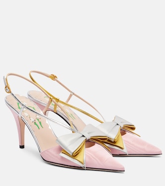 Bowow 85 moiré and leather slingback pumps | Valentino Garavani