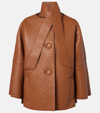 Scarf-detail leather jacket | Prada