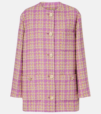 Chaqueta de tweed en mezcla de algodón a cuadros | Gucci