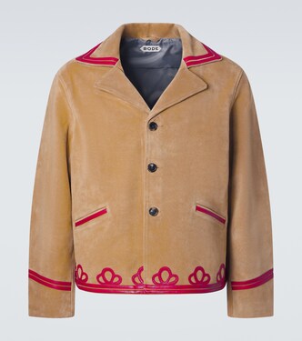 Trefoil leather-trimmed suede jacket | Bode