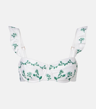 Kiwi floral ruffled bikini top | Agua by Agua Bendita