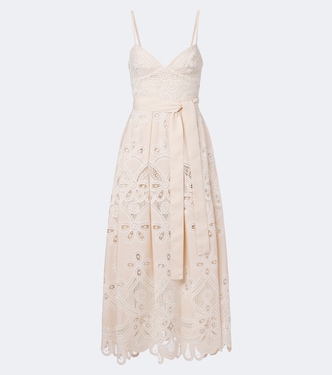 Vestido midi bordado fruncido | Elie Saab