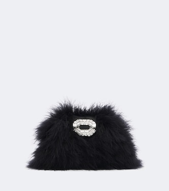 Clutch Camelia mit Kristallen und Federn | Amina Muaddi