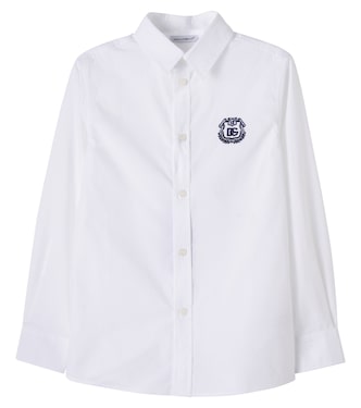 Embroidered cotton poplin shirt  | Dolce&Gabbana Kids