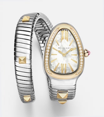 Serpenti Tubogas embellished 35mm stainless steel and 18kt gold watch | Bvlgari
