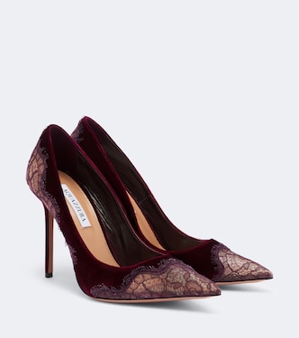 Meadow lace-trimmed velvet pumps | Aquazzura