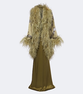Robe longue 1920 en soie à plumes | Taller Marmo