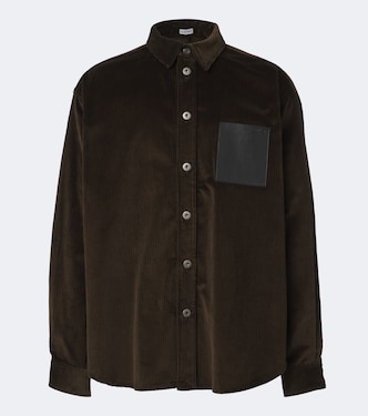 Leather-trimmed cotton corduroy shirt | Loewe
