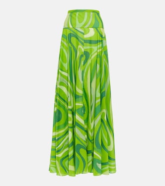 Marmo pleated cotton muslin maxi skirt | Pucci