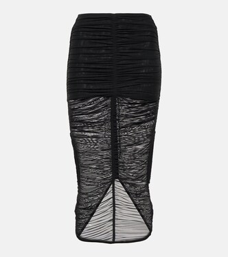 Cutout draped mesh midi skirt | Mugler