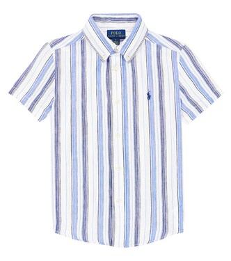 Striped logo linen shirt | Polo Ralph Lauren Kids