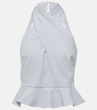 Drey striped halterneck cotton top | Veronica Beard