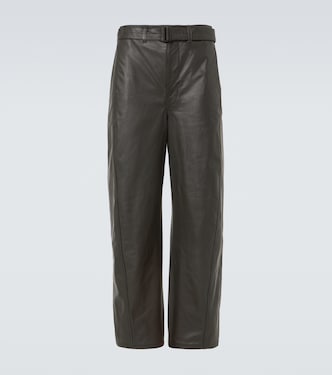 Twisted Belted leather wide-leg pants | Lemaire