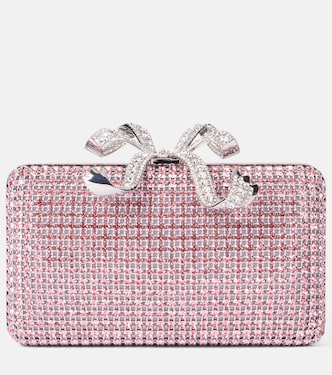 Crystal-embellished bow-detail clutch | Self-Portrait