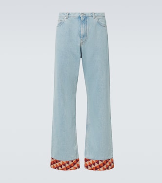 Jacquard-trimmed wide-leg jeans | Valentino