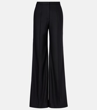 Pleated wool-blend wide-leg pants | Costarellos