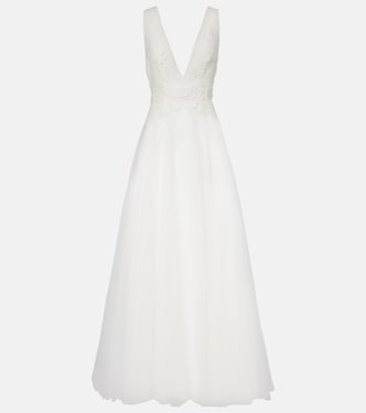 Graciella floral-appliqué tulle gown | Costarellos