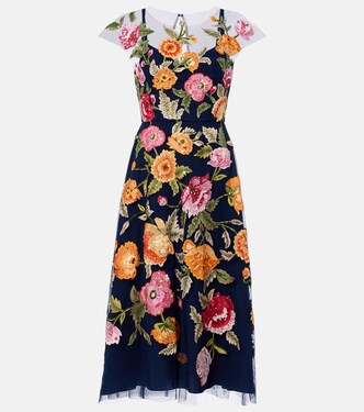 Vestido midi de tul floral con lentejuelas | Carolina Herrera
