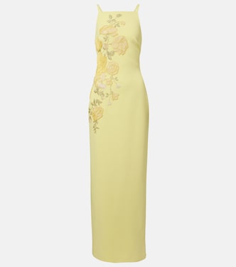 Embroidered halterneck cady maxi dress | Elie Saab