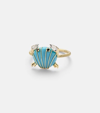 Anillo Crabe Coquillage de oro de 9 ct con piedras | Yvonne Léon
