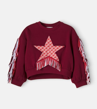 Fringed printed cotton jersey sweatshirt | Stella McCartney Kids
