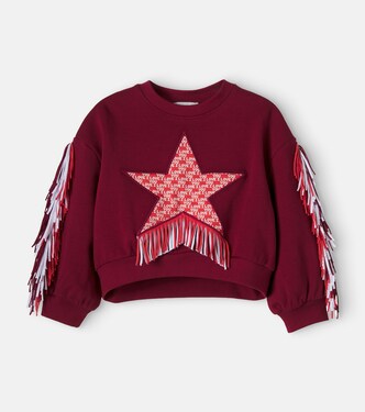 Fringed printed cotton jersey sweatshirt | Stella McCartney Kids
