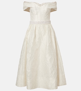 Bridal Winslet jacquard midi dress | Rebecca Vallance